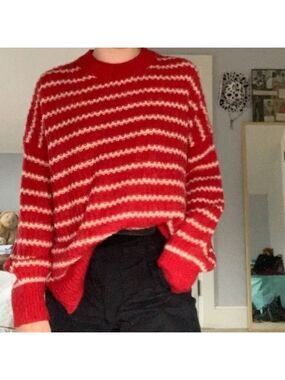 Allsaints Renne Mohair Red stripe Oversized sweater/jumper XS